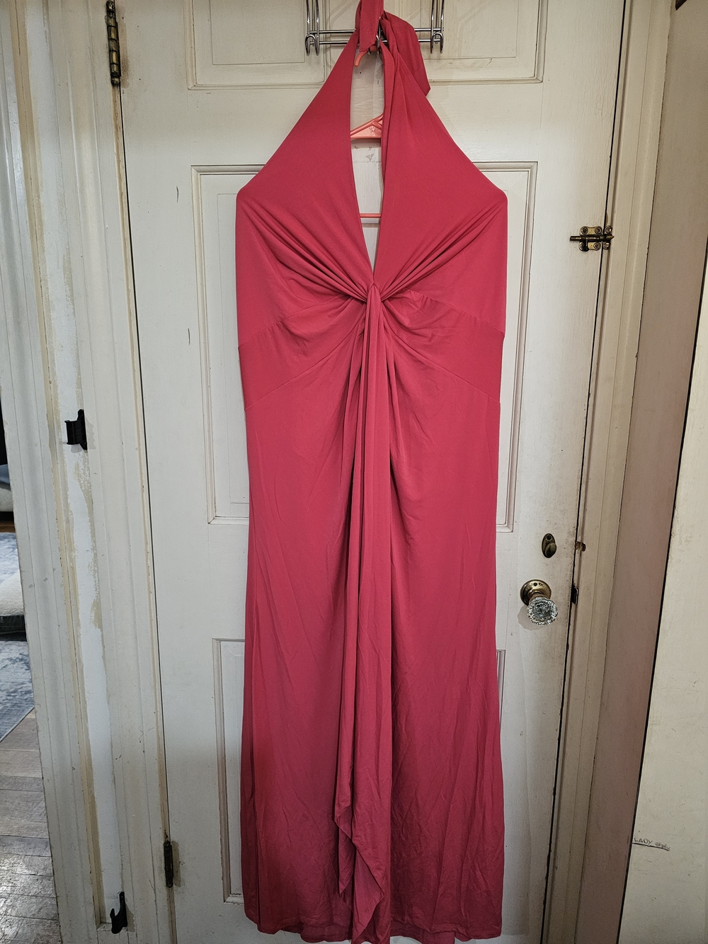 VENUS Plunging Knot Halter Dress Azalea